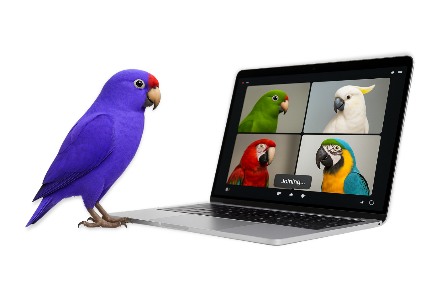 Chatty hero artwork — two birds chatting through a window